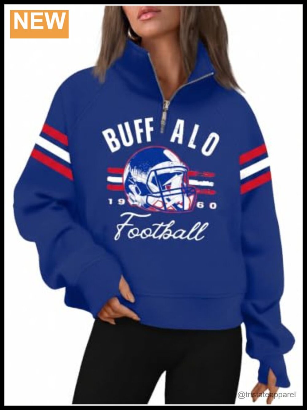 Football Sweatshirt Quarter Zip Cropped Long Sleeve Game Day Top